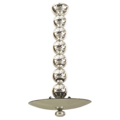 Italian Post-War Chandelier, Silvered Glass Bowl, Modern Design