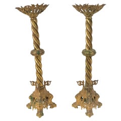 Paar italienische Renaissance-Altarleuchter aus Messing