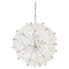 Italian Mid-Century Murano Glass Disk Chandelier, Chrome Finials, 30