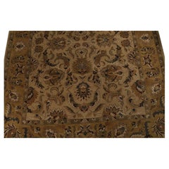 Tapis de sol turc à motifs dorés et bruns du Moyen-Orient