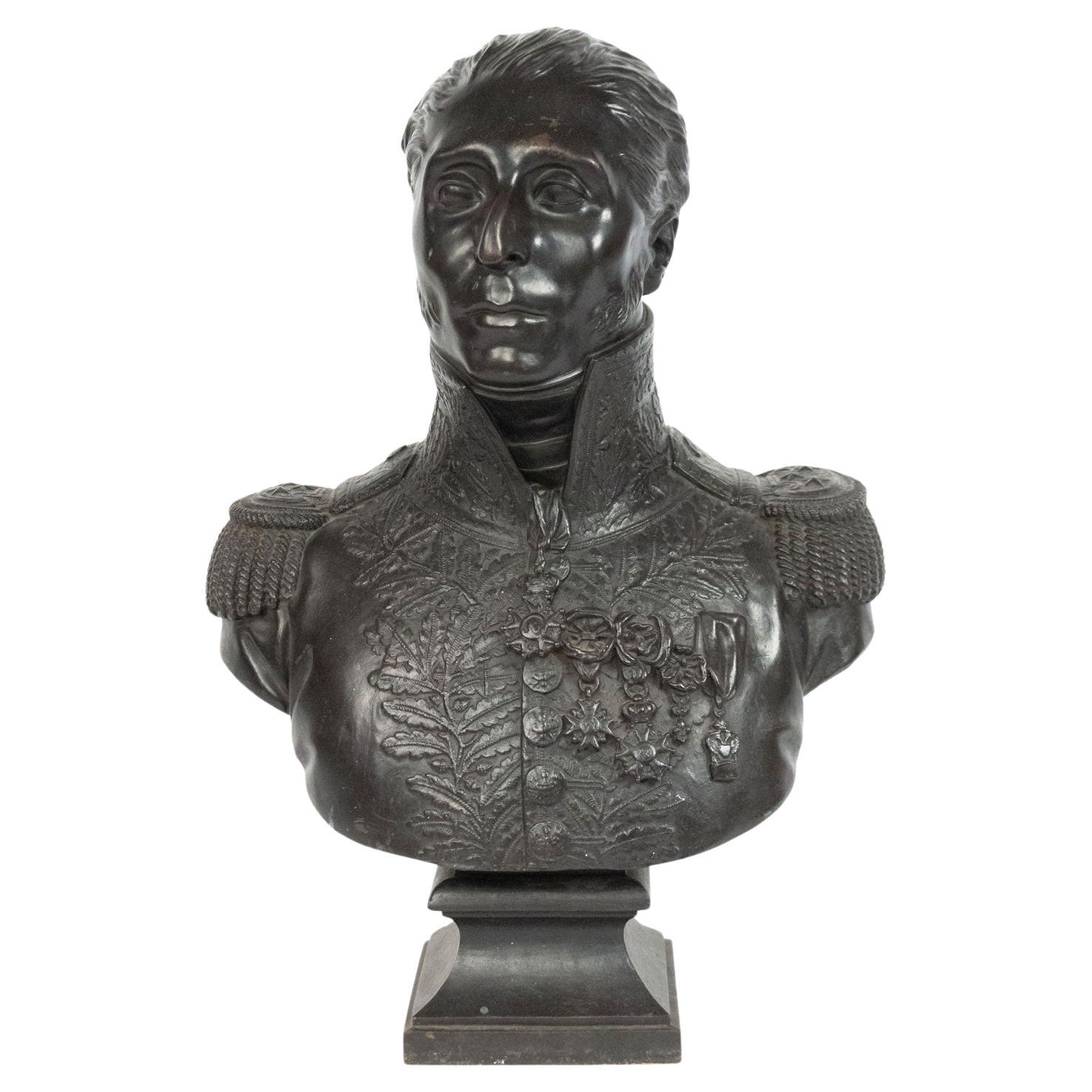 French Bronze Military Officer Bust For Sale