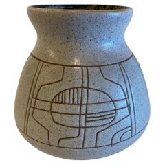 Israeli Mid-Century Lapid Sgraffito Glazed Ceramic Vase
