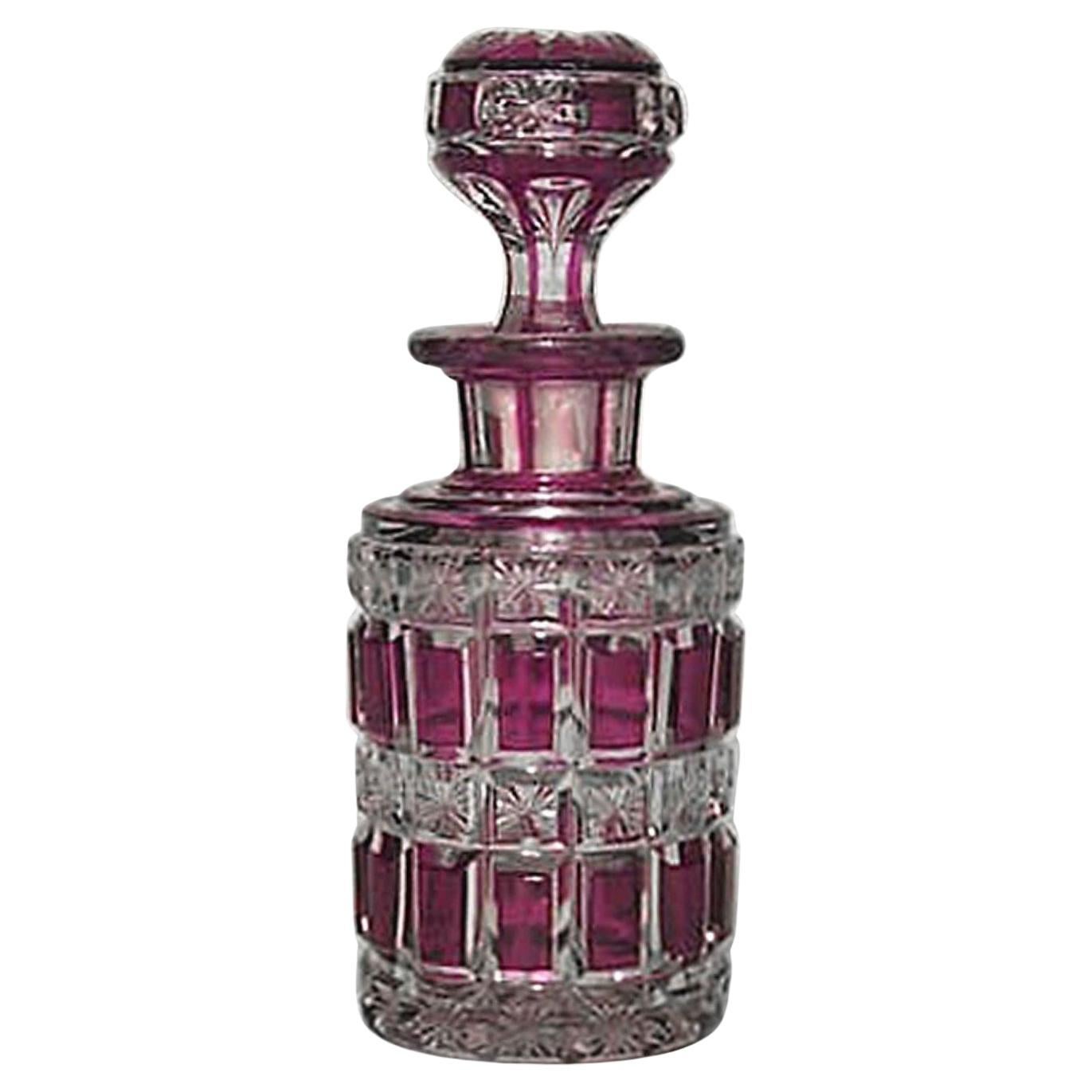French Victorian Ruby Cut Crystal Perfume Bottle