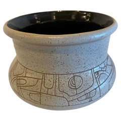 Israeli Mid-Century Lapid Sgraffito Glazed Ceramic Bowl
