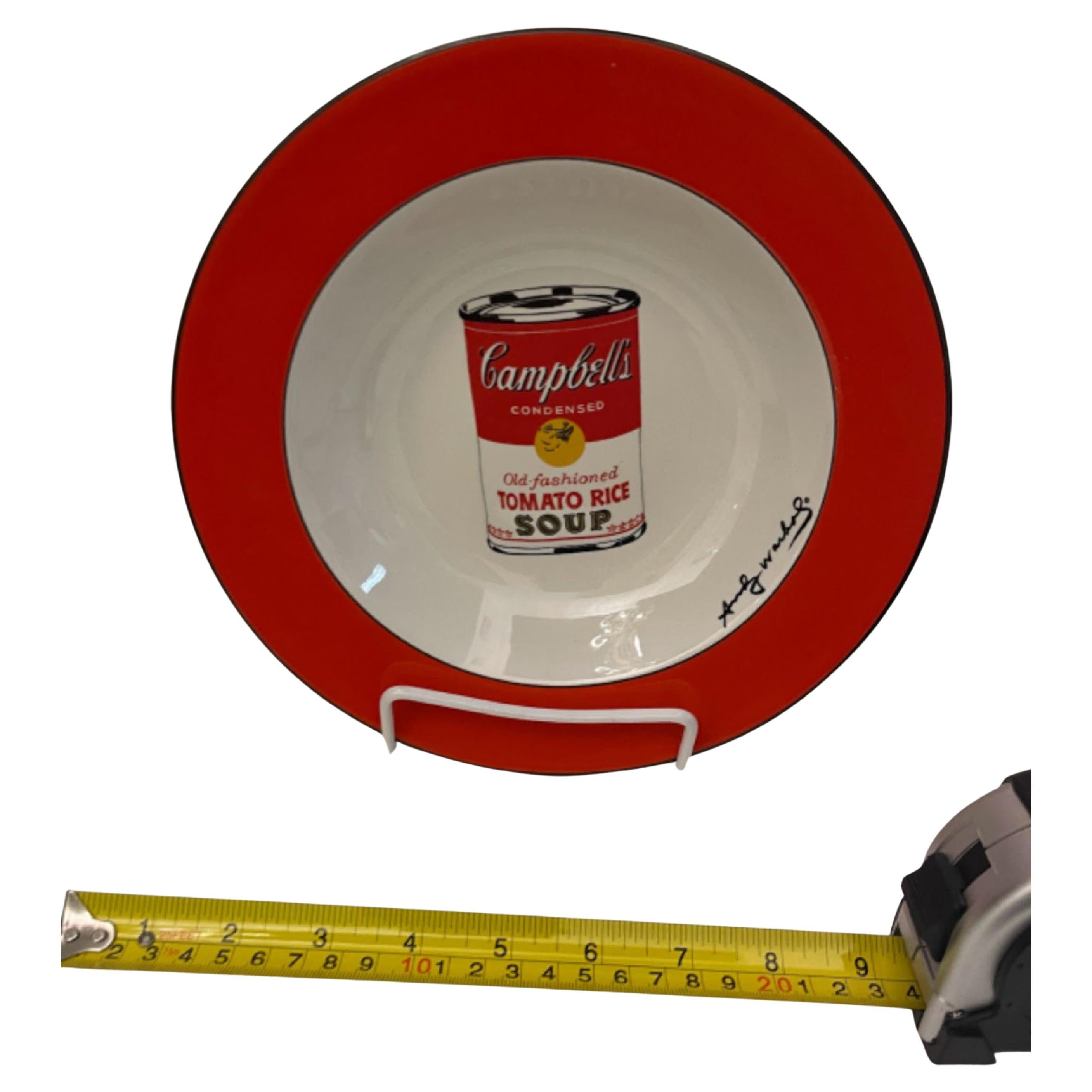 Andy Warhol Modern Red Rim Tomato & Rice Campbell's Soup Can Pattern Bowls For Sale