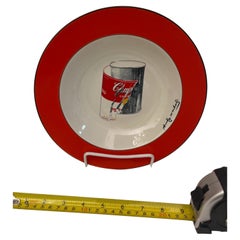 Andy Warhol Modern Red Rim Peeling Label Campbell's Soup Can Pattern Soup Bowls