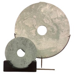 Large 19th Century Chinese Jade Disc on Stand