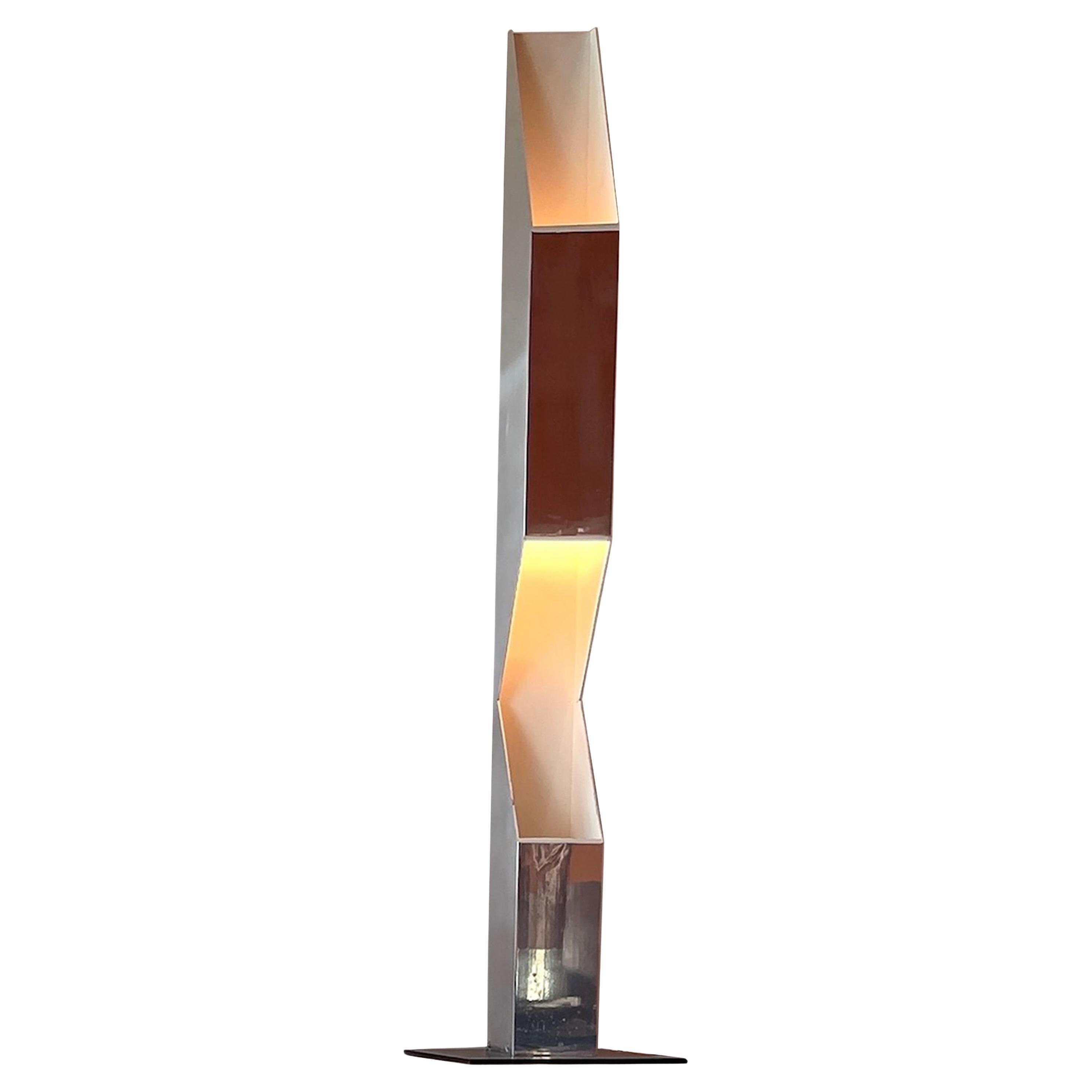 Neal Small American Mid Century Chrome Angular Standing Floor Lamp / Torchere