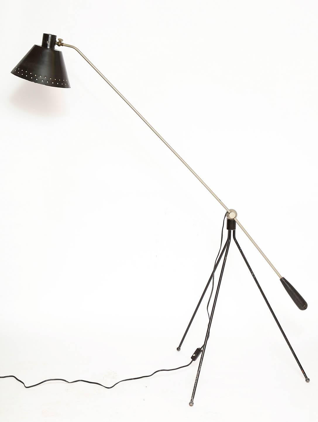 H fillekes Articulated Floor Lamp Mid Century Modern Denmark 1950's For Sale 2