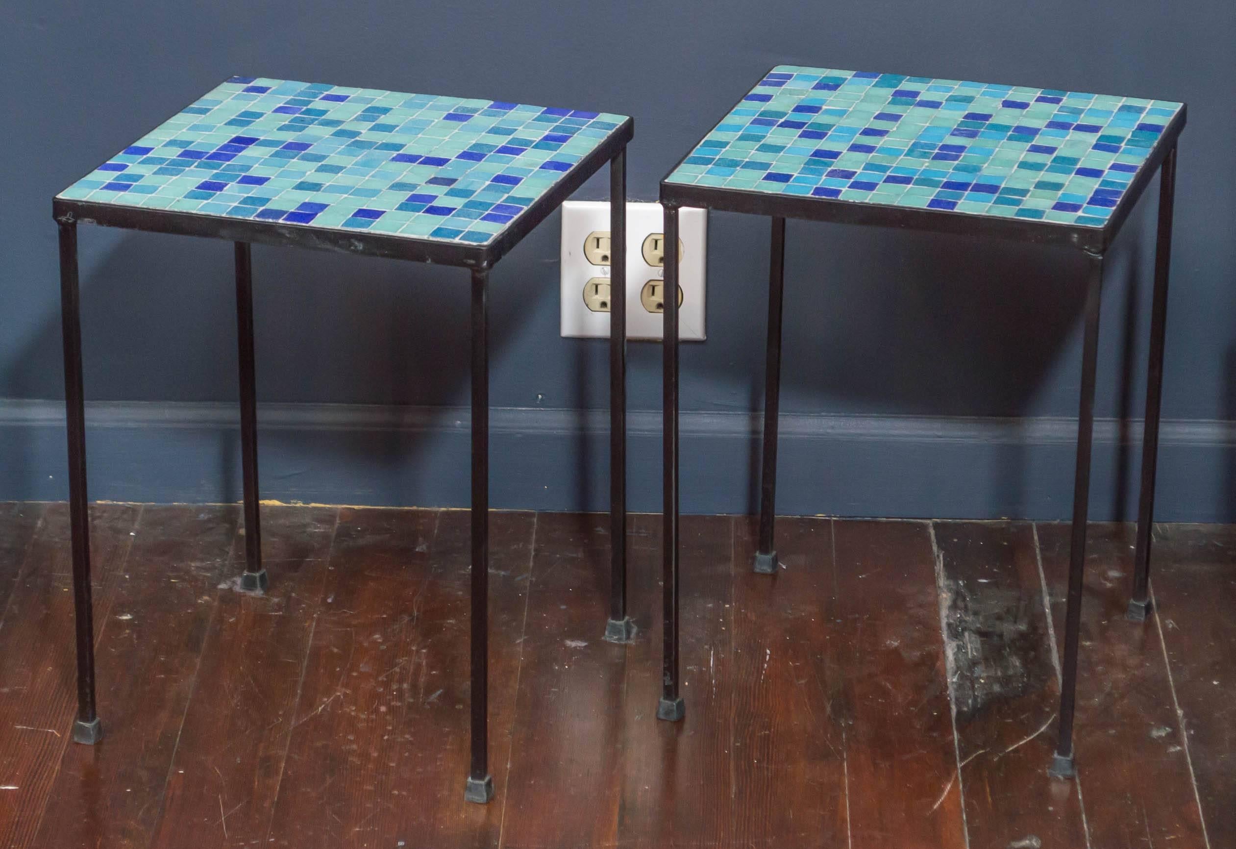 Mid-Century Modern Pair of Italian Mosaic Tables