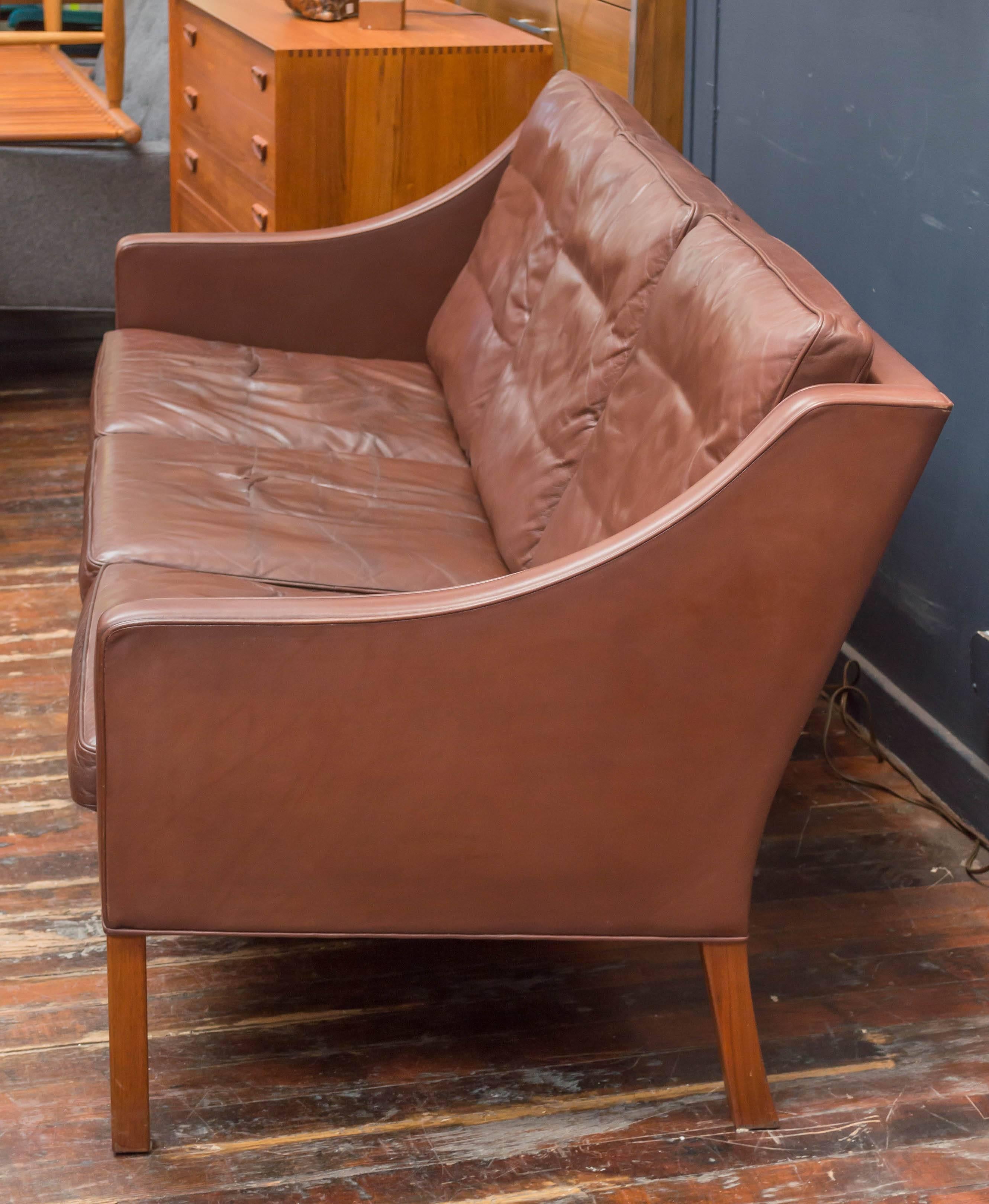 Børge Mogensen Cognac Leather Sofa, Model 2209 In Good Condition In San Francisco, CA