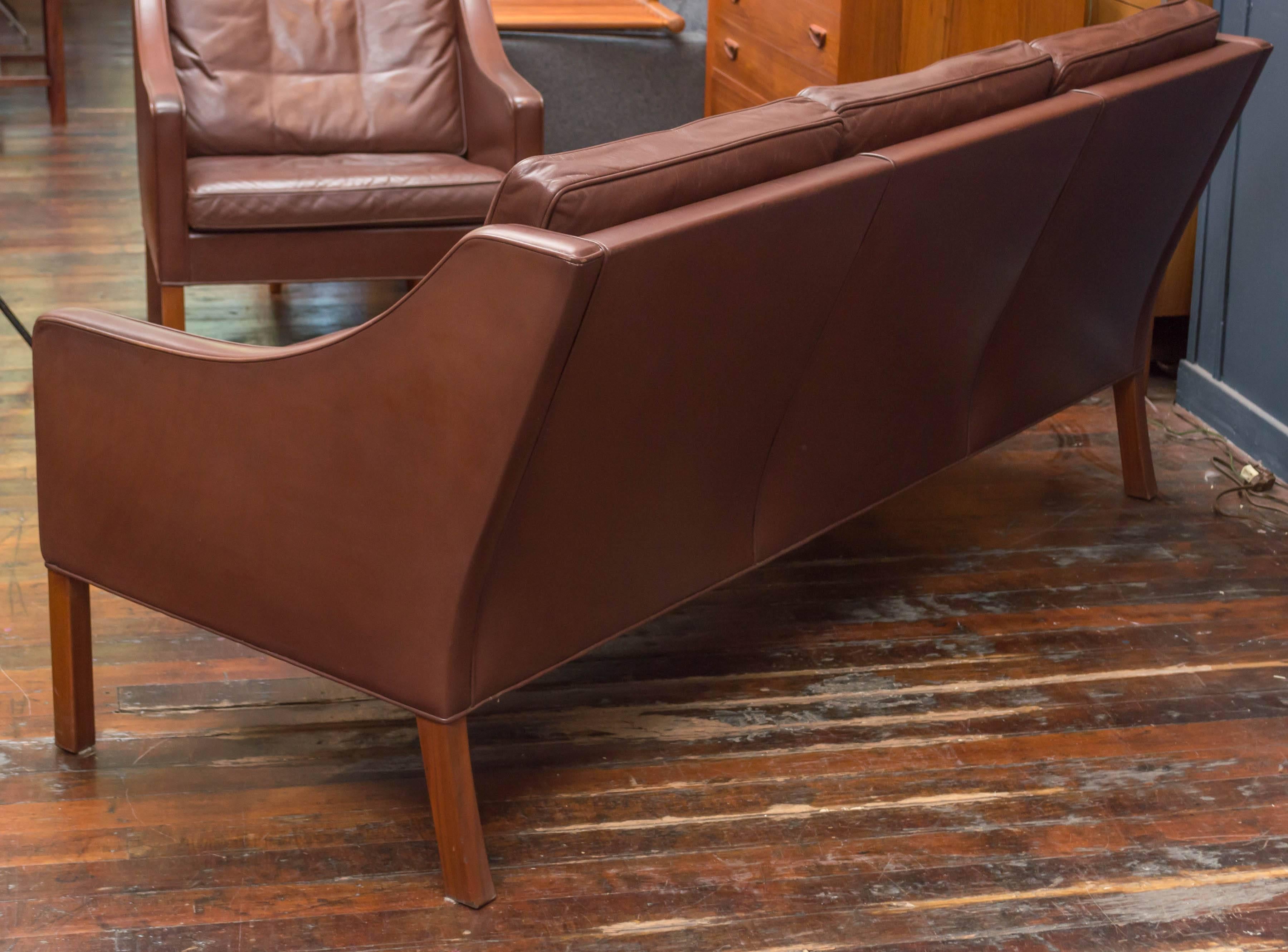 Mid-20th Century Børge Mogensen Cognac Leather Sofa, Model 2209