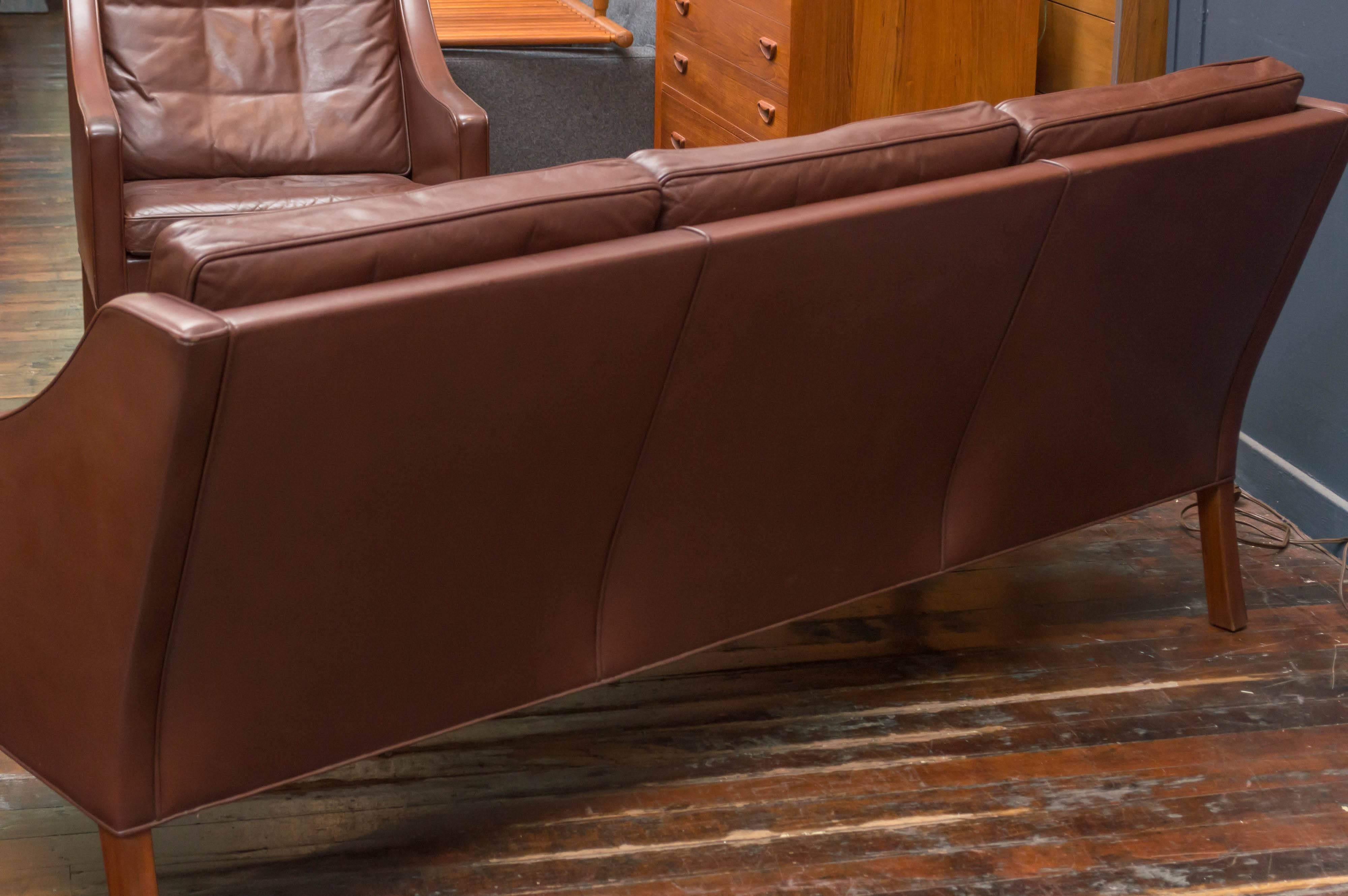 Børge Mogensen Cognac Leather Sofa, Model 2209 1