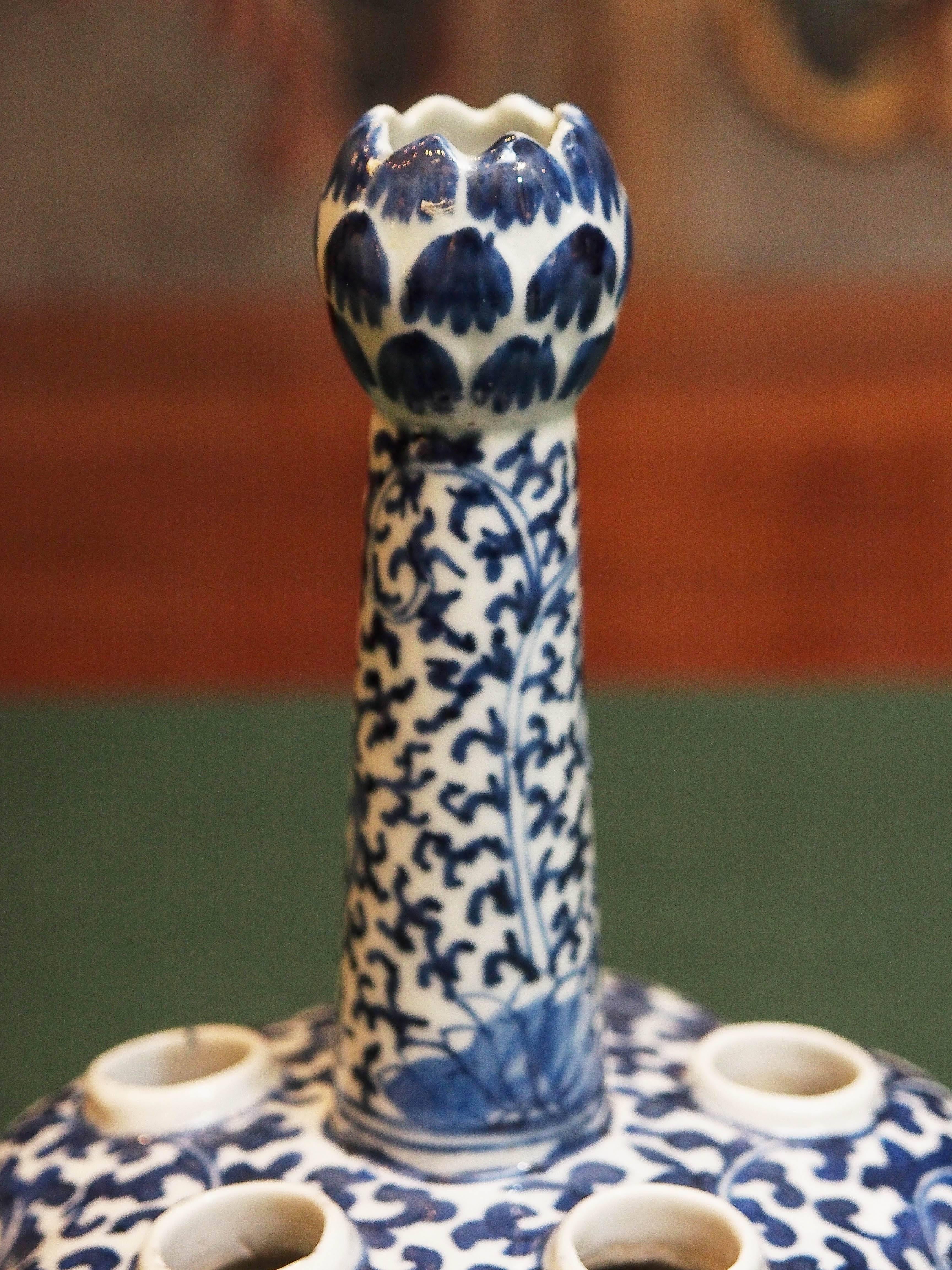 Chinese blue and white tulipiere with children motif.