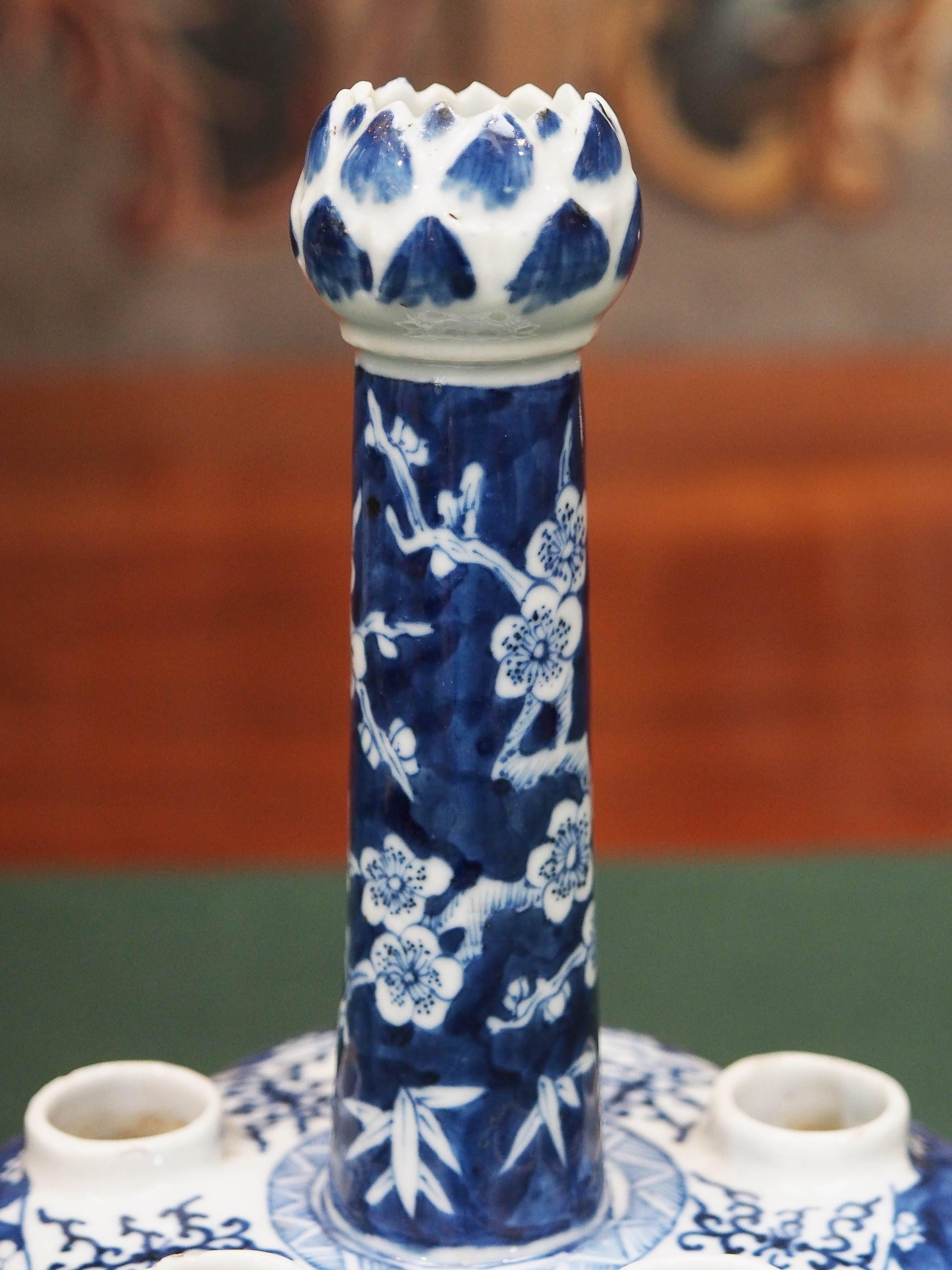 19th century Chinese blue and white tulipiere with cherry blossom motif.