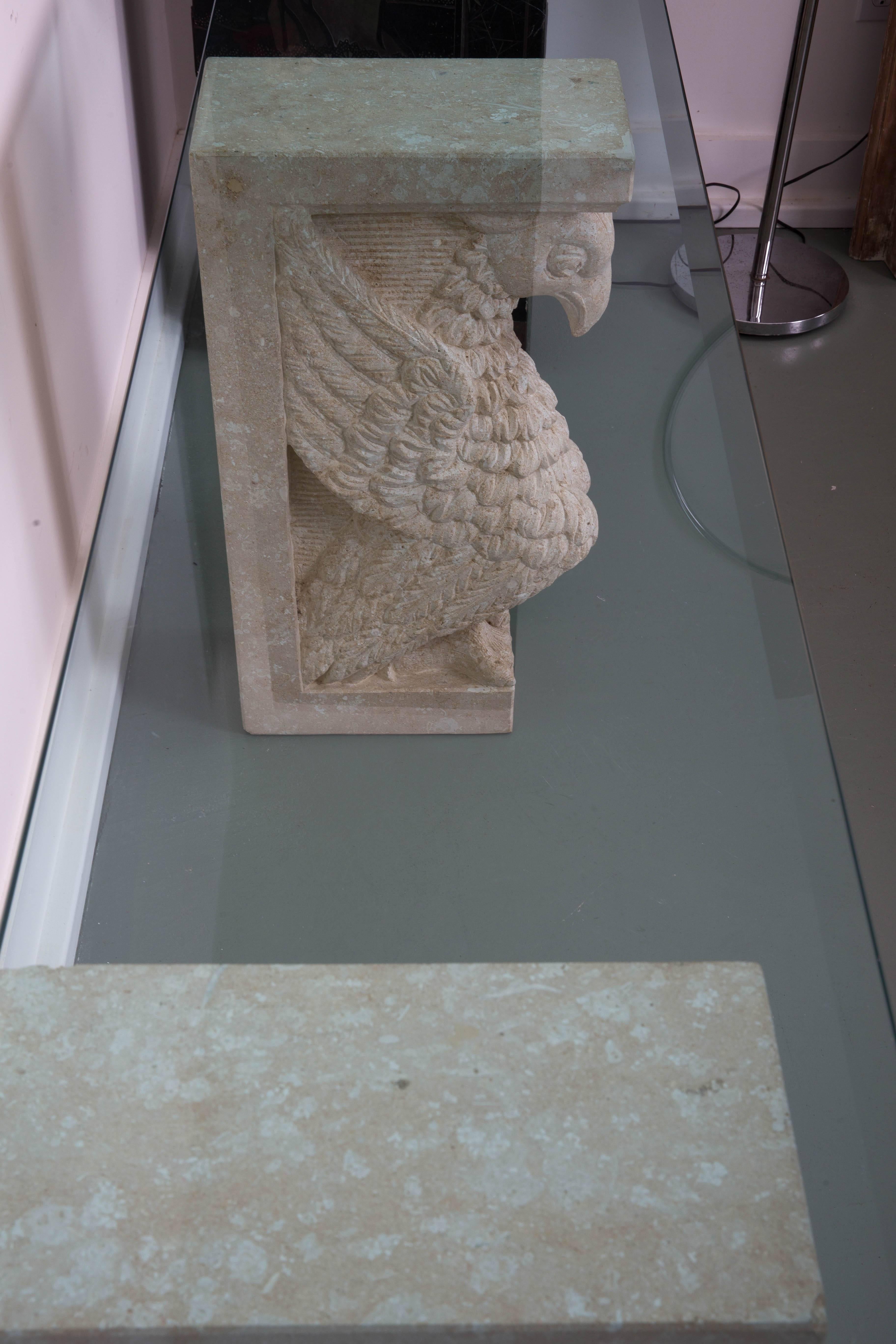 Griffon Double Base Console Table with Beveled Glass Top 1