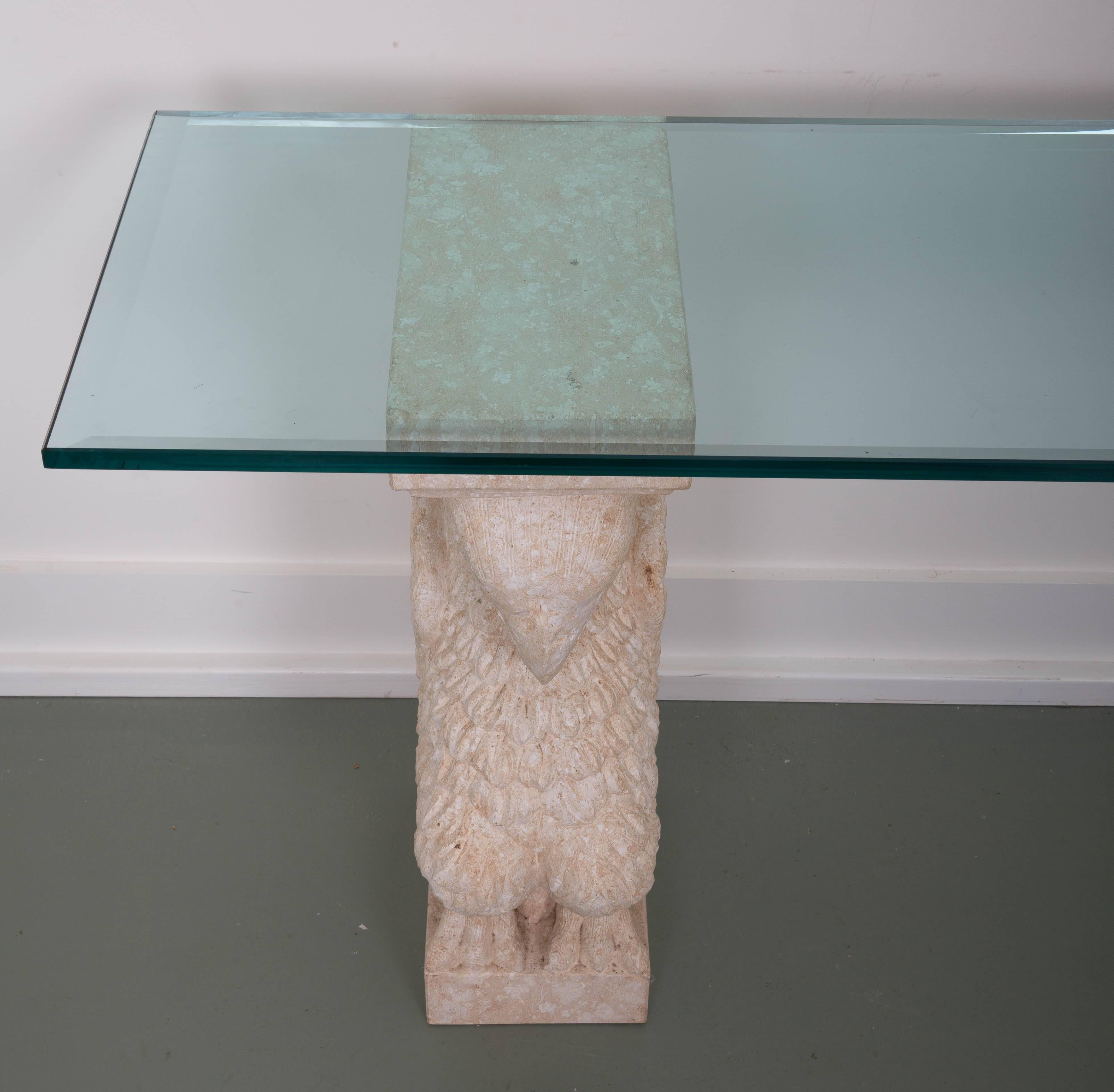 Griffon Double Base Console Table with Beveled Glass Top 3