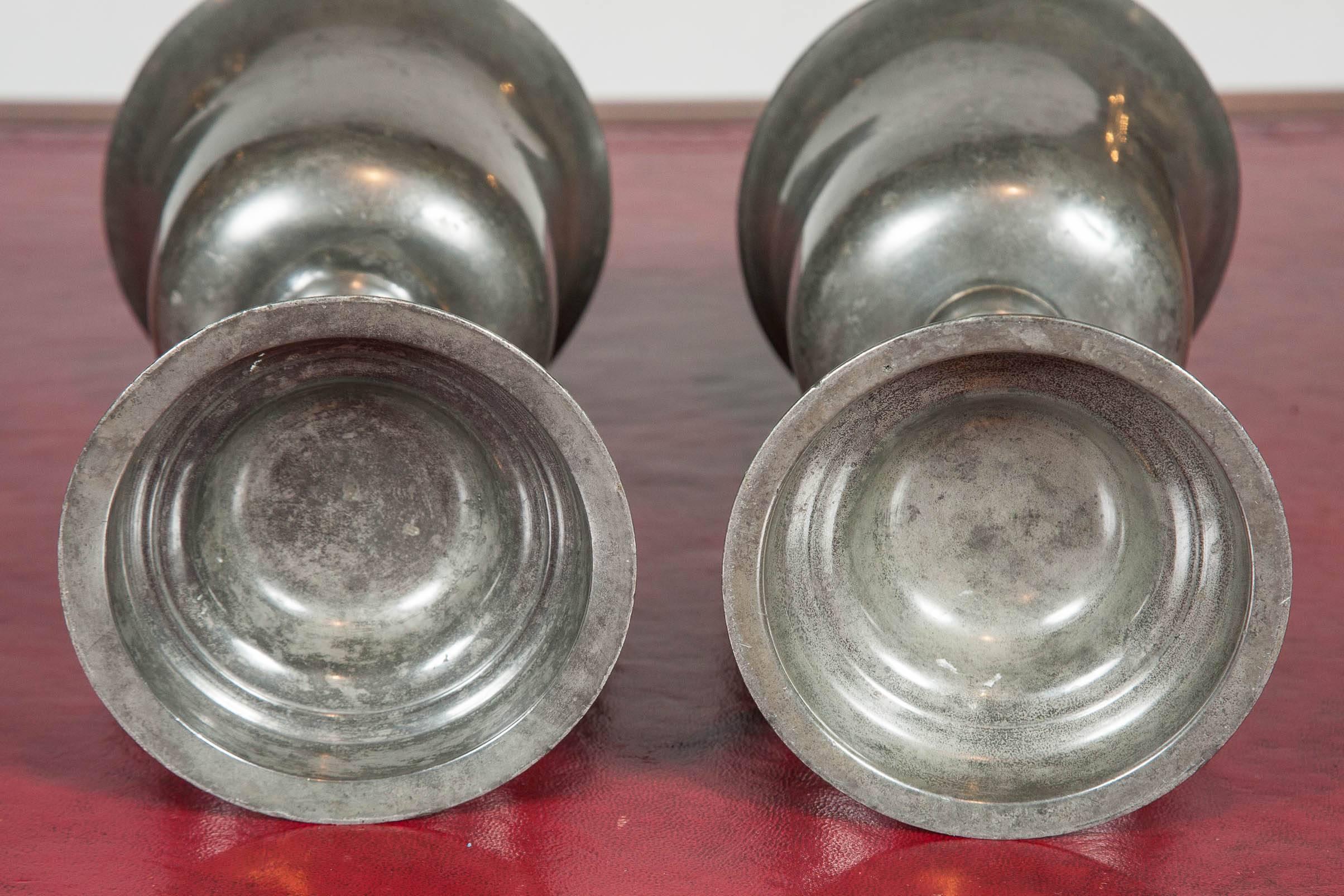 British Pair of 18th Century Pewter Cups For Sale