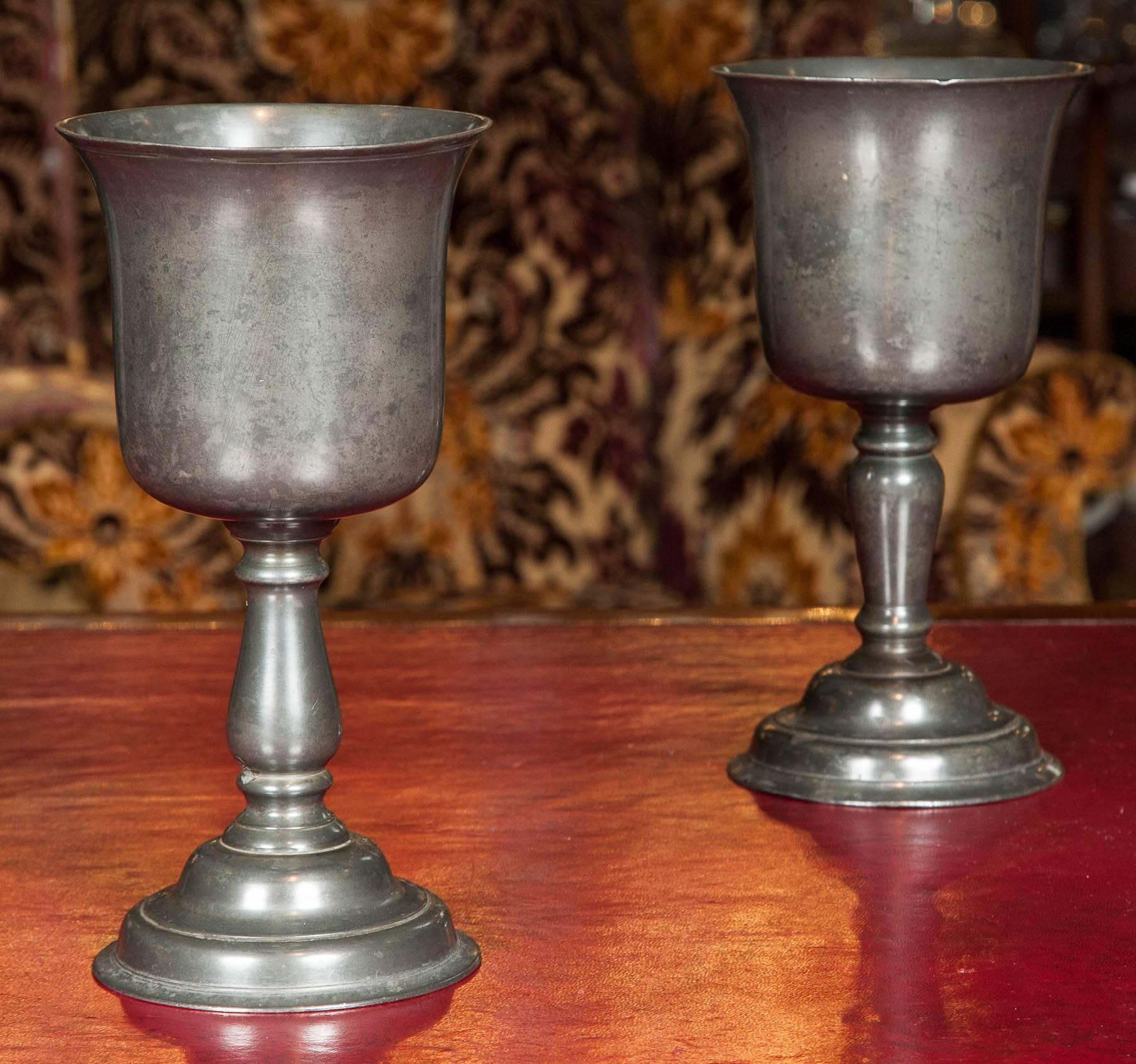 Pair of 18th Century Pewter Cups For Sale 1