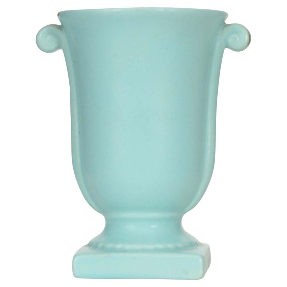 Vintage Art Deco Ceramic Urn Vase, Mint Green, USA, 20th Century For Sale