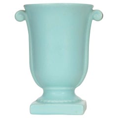 Vintage Art Deco Ceramic Urn Vase, Mint Green, USA, 20th Century