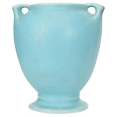 Art Deco Turquoise Glazed Ceramic Vase, Urn Shape, 20th Century