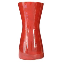 Maroon Glazed Ceramic Hourglass Vase, Modern Style, 20th Century