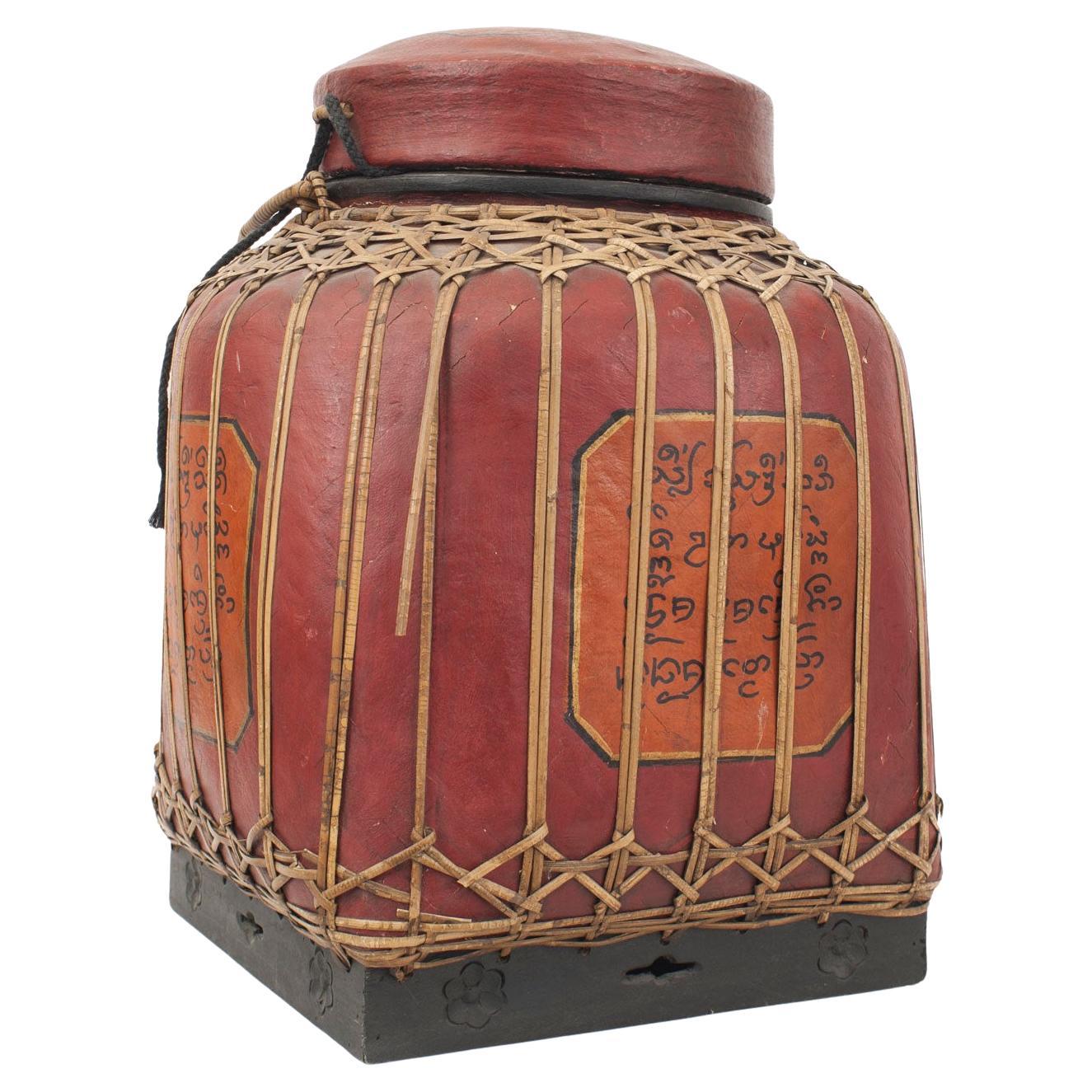 Large Asian Lacquered Papier-Mache Apothecary Jar, 20th Century Design For Sale