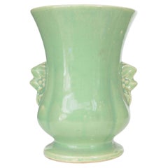 Art Deco Light Green Glazed Ceramic Vase, Urn Shape, USA, 20th Century