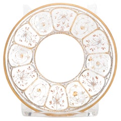 Victorian Gilt Glass Plate, Antique Floral Design, 19th Century UK