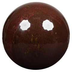 American Contemporary Brown Ceramic Sphere Sculpture, 12-Inch Diameter