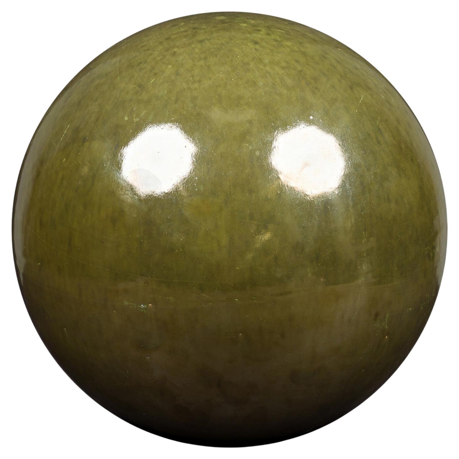 American Contemporary Green Ceramic Sphere, 12-Inch, 20th Century For Sale