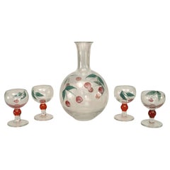 Antique Biedermeier Decanter and Glass Set, Germany, 1900