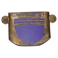 Art Deco Bronze Glazed Ceramic Vase, Cobalt Blue, USA, 20th Century