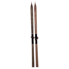 Pair of American Country Pine Snow Skis