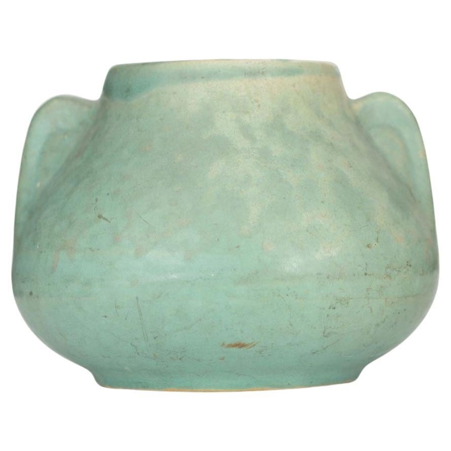 20th Century Modern Mint Green Ceramic Vase with Handles For Sale