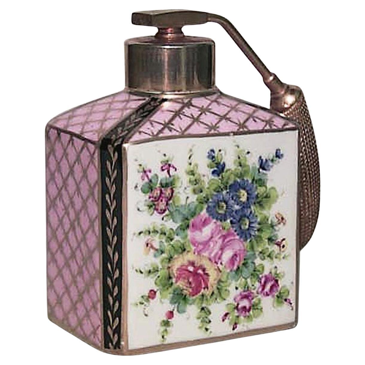 French Victorian Floral Porcelain Perfume Atomizer