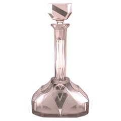 Art Deco Purple Glass Perfume Bottle, Etched Design, American Origin