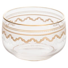 Set of 3 Victorian Gilt Glass Cups, Engraved Design, 19th Century, UK