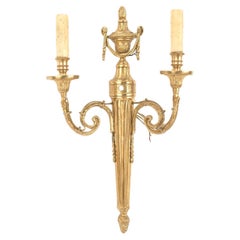 French Louis XVI-Style Gilt Bronze Wall Sconce, Fluted Design, France