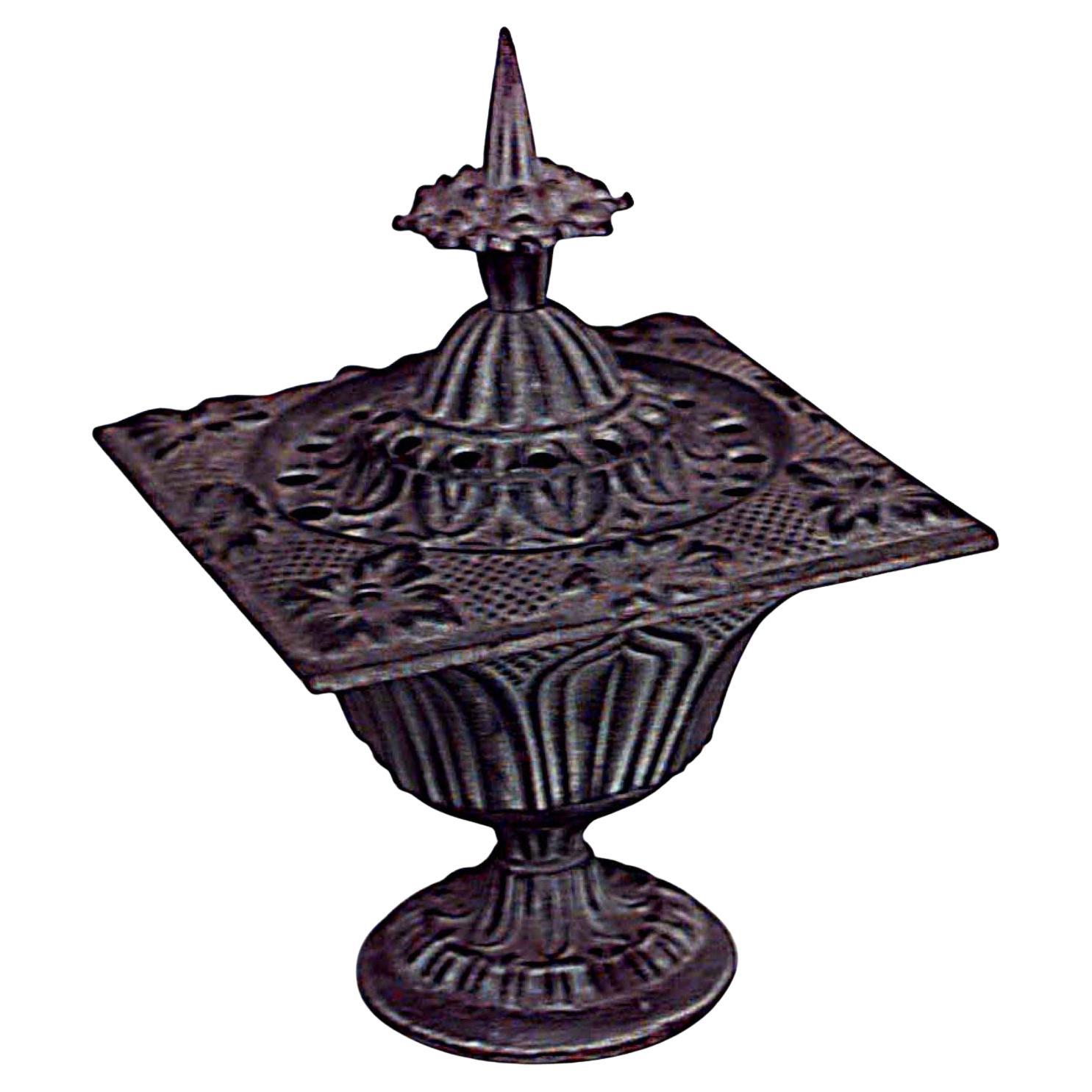 French Victorian Style Iron Urn with Top For Sale