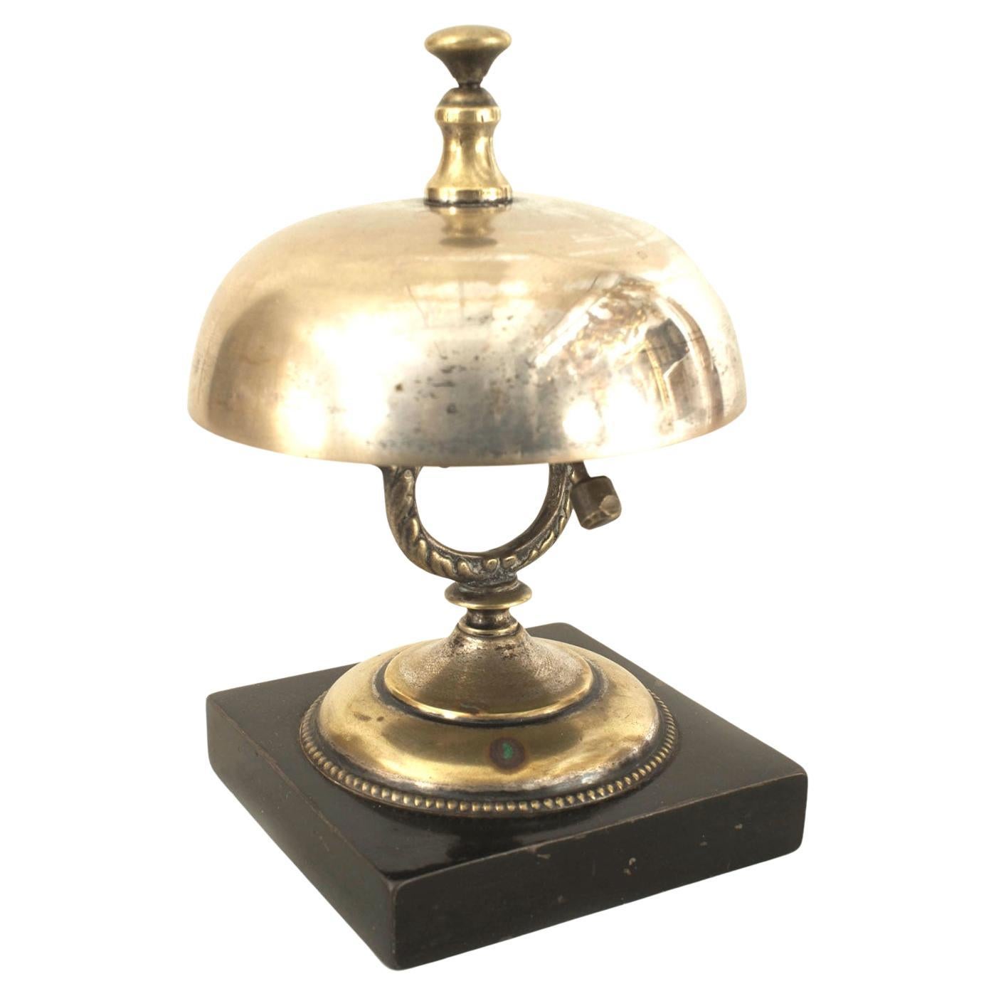 19th Century English Victorian Reception Bell, Brass and Black Metal For Sale