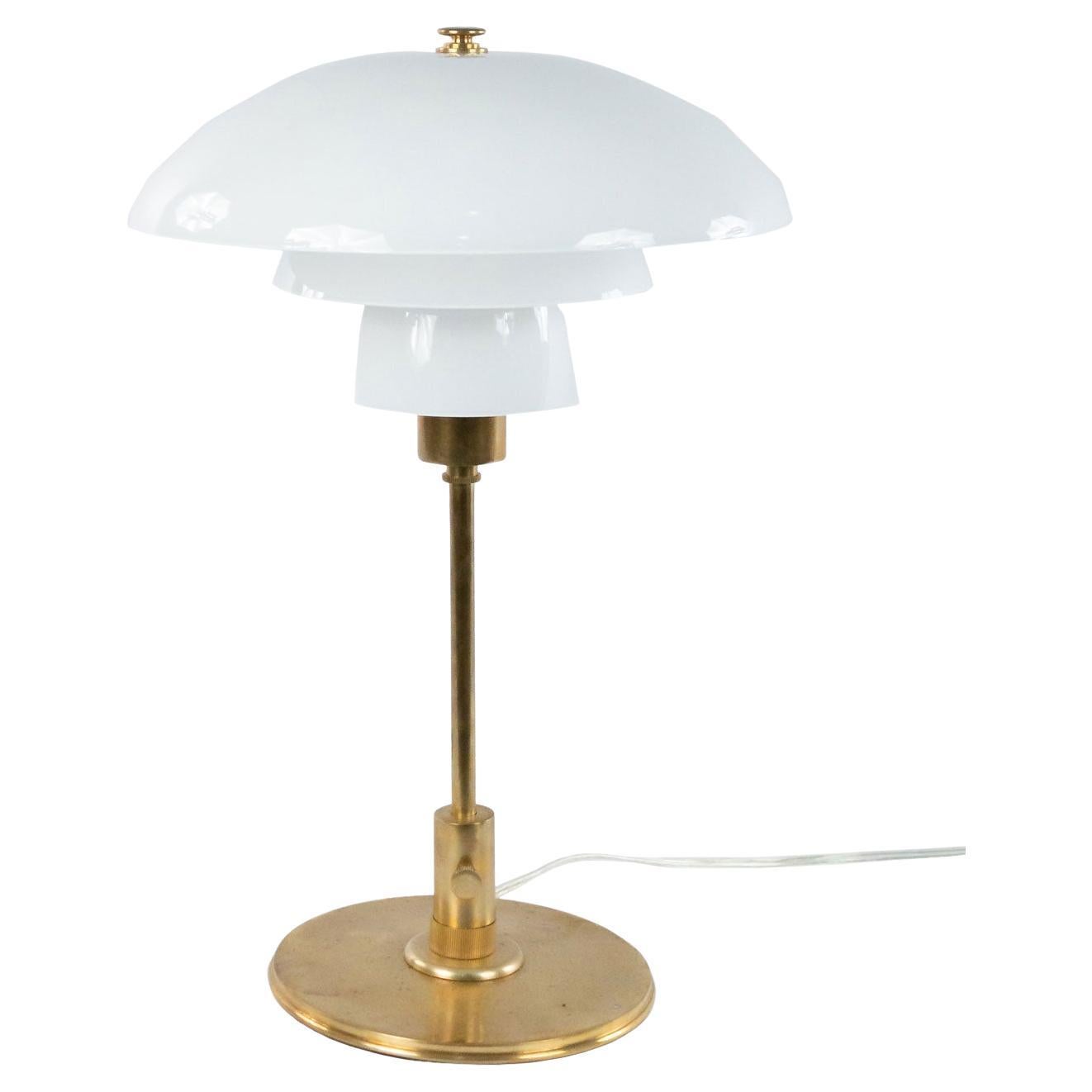 Mid-Century Swedish Modern style Geometric Glass and Brass Desk Lamp