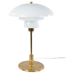 Mid-Century Swedish Modern style Geometric Glass and Brass Desk Lamp