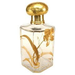 French Art Nouveau Gilt Crystal Perfume Bottle