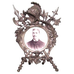 English Victorian Bronze Military Picture Frame