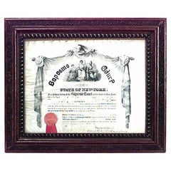 American Victorian Diploma Plaque, Oak Framed, 19th Century Wall Art
