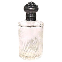 French Art Nouveau Etched Crystal Perfume Bottle
