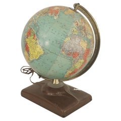 Globo da scrivania americano in stile Mid-Century, in metallo con base in finto legno, USA
