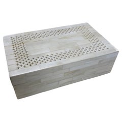 Contemporary Rectangular Woven Faux Bone Box, USA, 20th Century